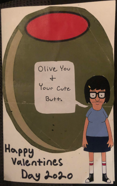tina blecher and an olive that says olive you and your cute butt
